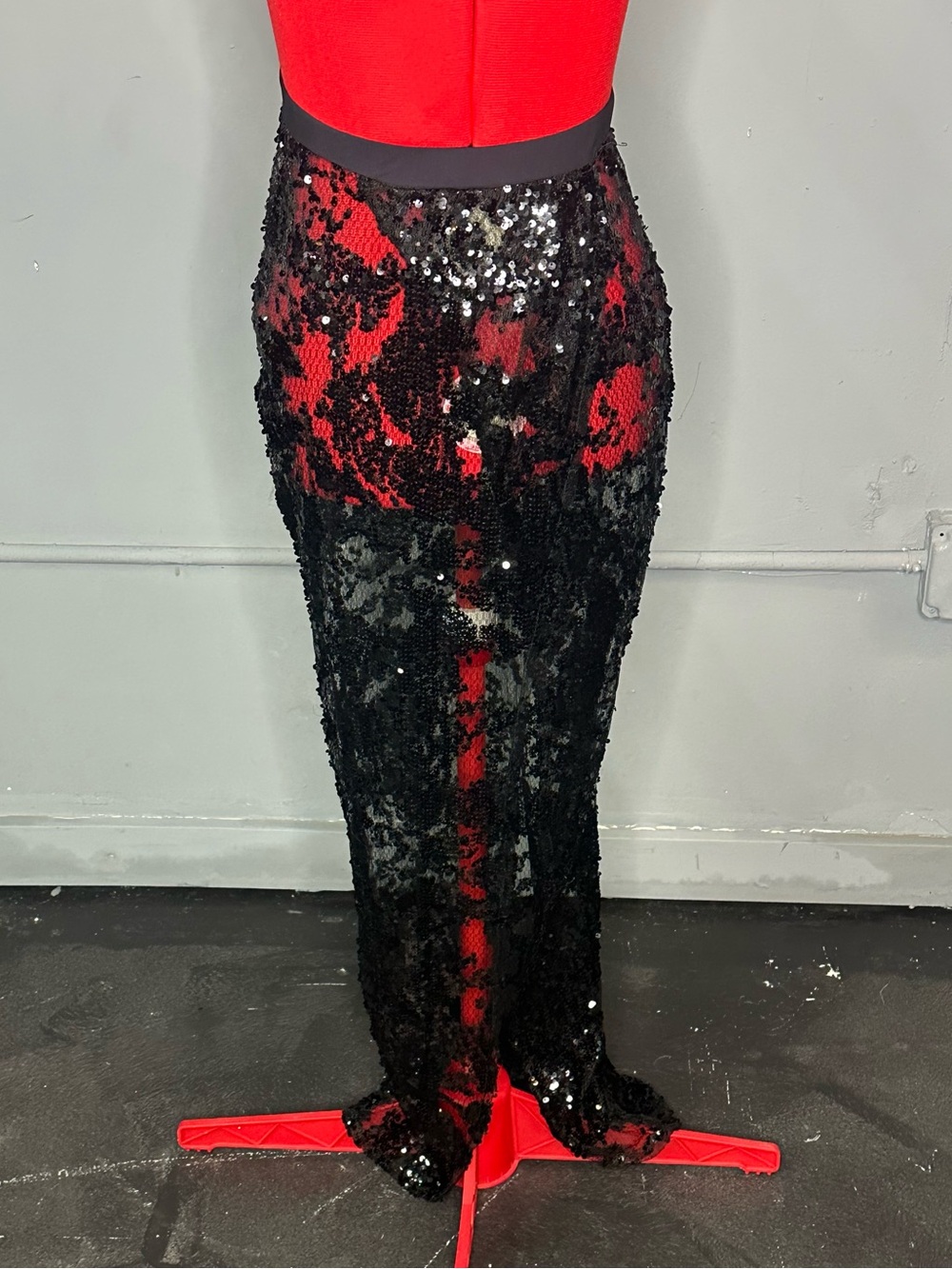 Sauvage Draped Black Sequin Skirt